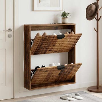 vidaXL Schoenenkast VENRAY 70 x 17 x 82 cm Bewerkt hout Oud, Verzenden, Nieuw