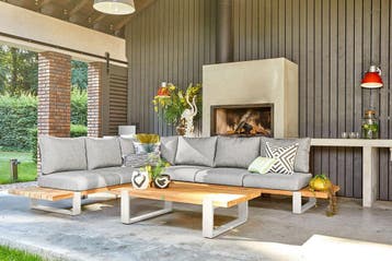 Suns Nardo loungeset 6-zits natural / wit frame - zonder, Ophalen of Verzenden, Nieuw