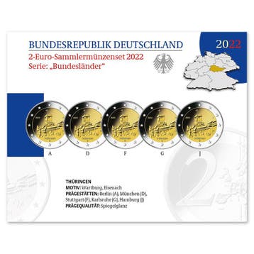 Duitsland 2 Euro Proof Set Thüringen 2022, Postzegels en Munten, Verzenden