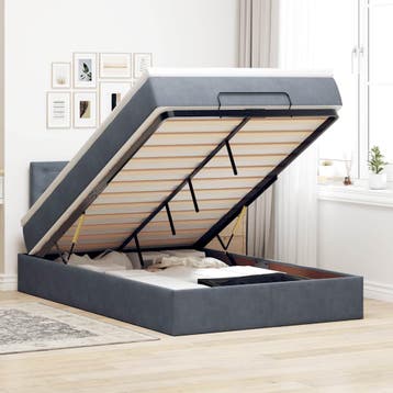 vidaXL Bed poef met matras en LEDs 120x190 cm fluweel, Verzenden, Nieuw, 190 cm of minder, Twijfelaar