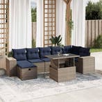 vidaXL 8-delige tuinbankset met kussens, grijs polyrotan, Verzenden, Nieuw, Rotan