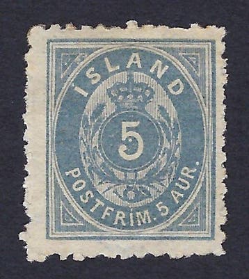 IJsland 1876 - Wapen 5a blauw - Facit N. 15a, Gestempeld
