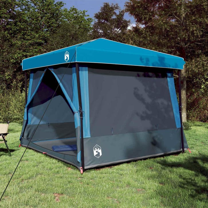 vidaXL Camping Tent Set met dak met opslag 2 pcs Blauw, Caravans en Kamperen, Tenten, Nieuw, Verzenden