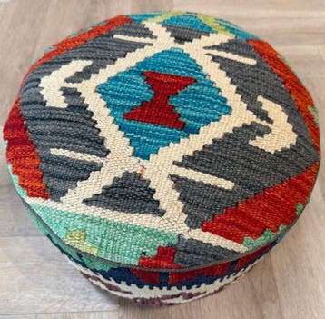 Poef - Poef Kelim ( unused ) - handmade - Wol en hout, Nieuw