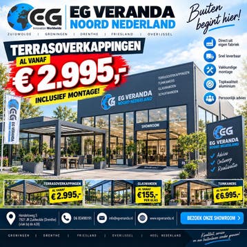 Terrasoverkapping vanaf €2.995,- | Direct uit Eigen Fabriek, Nieuw, Veranda