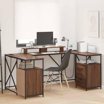 vidaXL Bureau met lade Bruin Eiken 182 x 101 x 87,5 cm, Verzenden, Nieuw