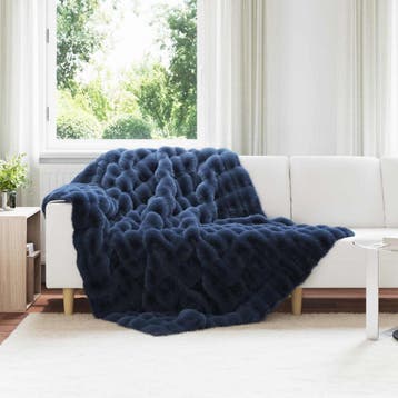 vidaXL Antislip deken van imitatie konijnenbont Olite 4 st, Verzenden, Nieuw, Blauw