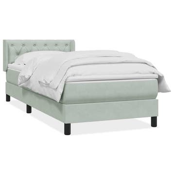 vidaXL Boxspring met matras fluweel lichtgrijs 80x220 cm, Eenpersoons, Verzenden, Nieuw, Stof