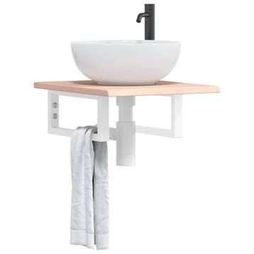 vidaXL Badkamer wandschap staal en massief eikenhout, Verzenden, Nieuw