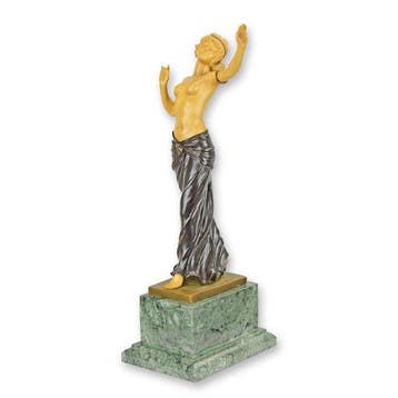 sculptuur, Beautiful Signed Bronze Figure of a Young Woman -