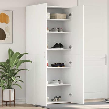 vidaXL Schoenenkast 80 x 35.5 x 180 cm Bewerkt hout Wit, Verzenden, Nieuw