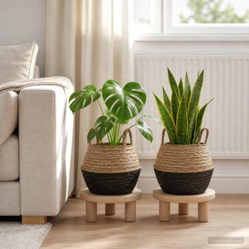 vidaXL Plantenpot met handvatten 2 st Zwart Ø 32 x 32 cm, Verzenden, Nieuw, 30 tot 60 cm