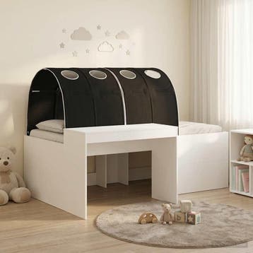 vidaXL Bed met Tunnel 4 st Wit en zwart Bewerkt hout, Verzenden, Nieuw, Wit, Hout