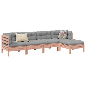 vidaXL 5-delige Loungeset met kussens massief douglas, Verzenden, Nieuw, Loungeset