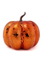 Pompoen 25 cm Oranje Spiegeltjes Herfst Halloween Decoratie, Ophalen of Verzenden, Nieuw, Feestartikel, Carnaval