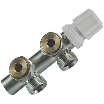 Riko Thermostatisch 3/4 Onderblok Haaks-Links - Geborsteld, Doe-het-zelf en Verbouw, Verwarming en Radiatoren, Ophalen of Verzenden