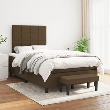vidaXL Boxspring met matras stof donkerbruin 120x200 cm, Verzenden, Nieuw, Twijfelaar, 120 cm
