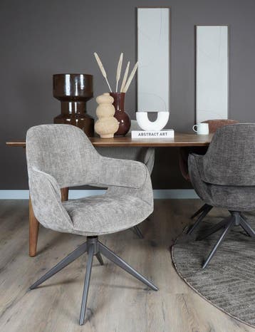 Home67 Jill Draaistoel Taupe 170 | Eetkamerstoel, Huis en Inrichting, Stoelen, Overige kleuren, Verzenden, Nieuw, Stof