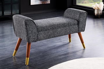 Retro Bank SCARLETT 90cm antraciet bouclé met armleuningen -, Ophalen of Verzenden, Nieuw