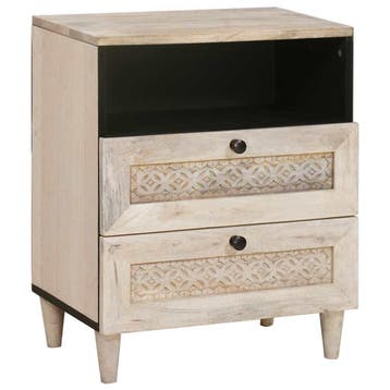 vidaXL Nachtkastje Wit 50 x 33 x 62 cm Bewerkt hout, Huis en Inrichting, Minder dan 45 cm, Verzenden, Nieuw, 55 tot 70 cm