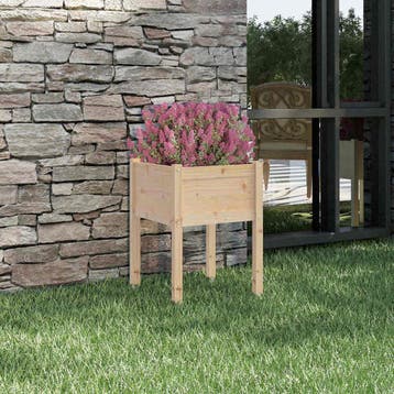 vidaXL Plantenbak 50x50x70 cm massief grenenhout, Tuin en Terras, Bloembakken en Plantenbakken, Verzenden, Minder dan 60 cm, Nieuw