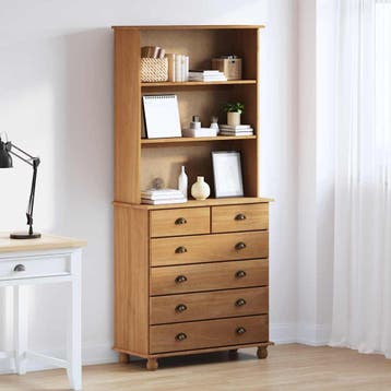 vidaXL Hutch ASKIM Honing Wax 91 x 40 x 200,5 cm Massief, Minder dan 50 cm, Nieuw, Grenenhout, Verzenden