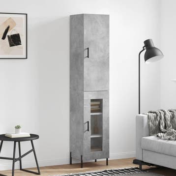vidaXL buffetkast 34,5x34x180 cm bewerkt hout betongrijs, Huis en Inrichting, Kasten | Buffetkasten, Minder dan 50 cm, Verzenden