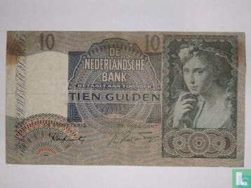 10 Gulden Nederland (PL38.b) - 1940, Verzenden, Los biljet