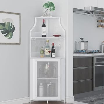 Industriële Hoekbar Kast met Wijnrek, Glazenhouder en Gaasde, Verzenden, Nieuw