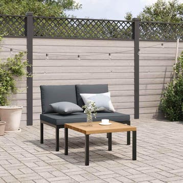 vidaXL 2-delige Loungeset met kussens aluminium zwart, Verzenden, Nieuw, Aluminium, Loungeset