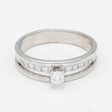 Ring - 18 karaat Witgoud Diamant (Natuurlijk) - Shoulder, Nieuw