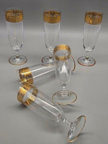C.R.E. Art Italia - Drinkservies (6) - 24 kt goud -