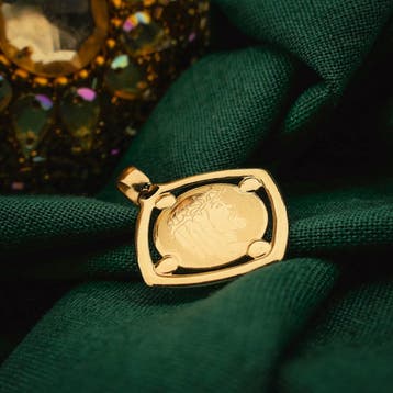 Gouden hanger met gezicht van Jezus (Hanger of bedel), Ophalen of Verzenden, Gebruikt, Goud, Overige merken