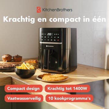 2dekans | KitchenBrothers Airfryer - 3,3L - 1400W -, Ophalen of Verzenden, Zo goed als nieuw