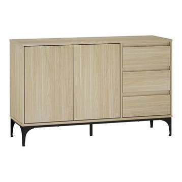 Dressoir Kistiandi 120x40x76 cm licht eiken [en.casa], Huis en Inrichting, Kasten | Dressoirs, Verzenden, Nieuw