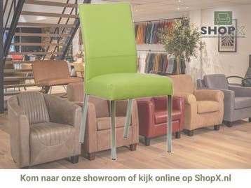 Leren eetkamerstoel Real - Hermes Lime (felgroen) - Poten, Huis en Inrichting, Overige kleuren, Nieuw, Ophalen of Verzenden, Eén