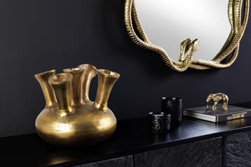 Handgemaakte vaas KIYA 25cm goud met vijf openingen, Huis en Inrichting, Woonaccessoires | Vazen, Ophalen of Verzenden, Nieuw