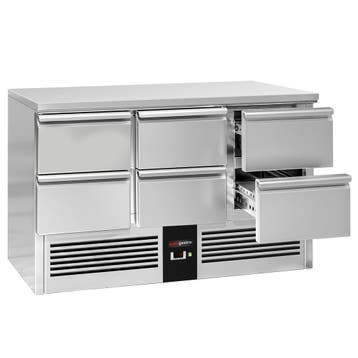 GGM Gastro | Koelwerkbank PREMIUM - 1365x700mm - met 6 lades, Verzenden, Nieuw in verpakking, RVS Meubilair