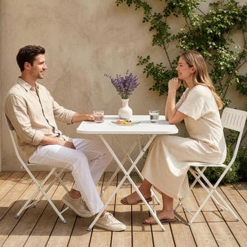 Klaptafel Sande tuintafel metaal vierkant 71x110x70 cm wit [, Verzenden, Nieuw