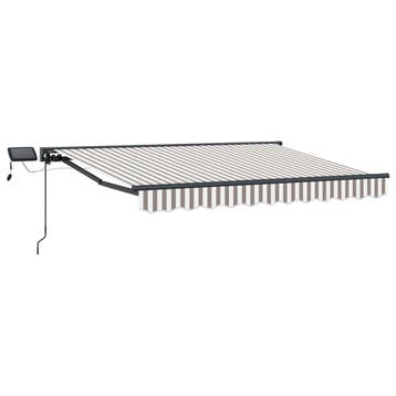 vidaXL Handmatig knikarmscherm met solar LED 5 x 3 m, Verzenden, Nieuw