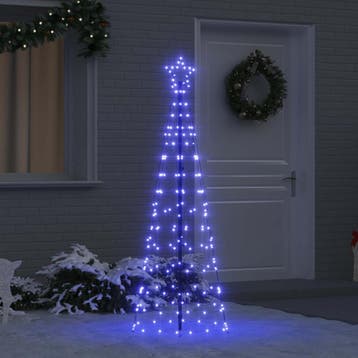 vidaXL LED Kerstboom met Grondspiesjes Blauw 250 cm IJzer, Verzenden, Nieuw