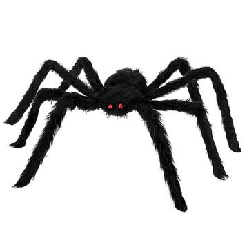 Halloween Decoratie - Spin - Fluffy - Zwart - 90 x 17 Cm, Ophalen of Verzenden, Nieuw