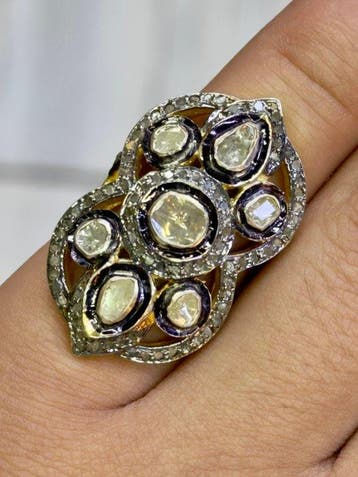 Zonder minimumprijs - Ring Zilver, Verguld Diamant, Nieuw