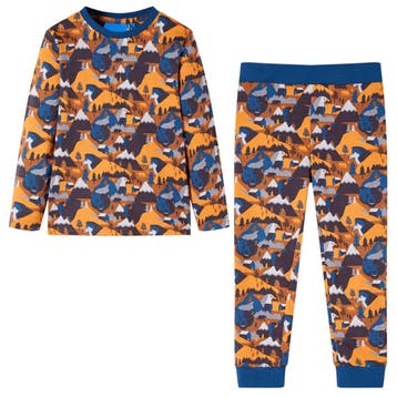 vidaXL Kinderpyjama met lange mouwen 128 cognackleurig, Verzenden, Nieuw