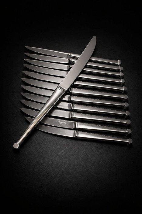 Christofle - Minimaliste - Tafelmessenset (12) - Metaal, Antiek en Kunst, Antiek | Meubels | Tafels