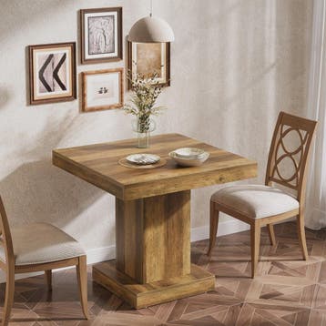Rustieke Houten Eettafel Vierkant 31.5 Inch met Pootonderste, Verzenden, Nieuw