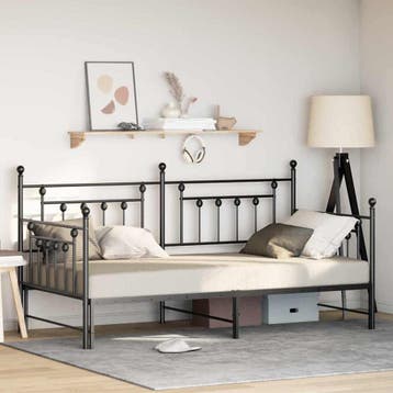 vidaXL Bedframe voor een daybed Zwart 90 x 190 cm Staal, Verzenden, Nieuw, Zwart, Metaal
