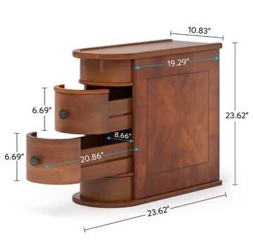Rond Houten Nachtkastje met 2 Lades – Klassiek en Gemonteerd, Verzenden, Nieuw