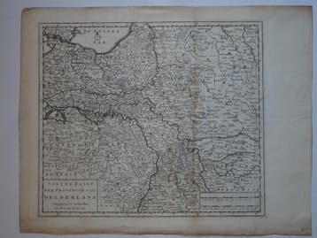 Gravure Nieuwe kaart plattegrond van Gelderland Tirion 1740, Gelezen, Verzenden, Voor 1800, Landkaart