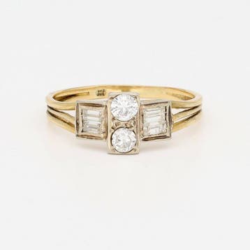 Ring - 18 karaat Geel goud, Witgoud Diamant (Natuurlijk), Nieuw